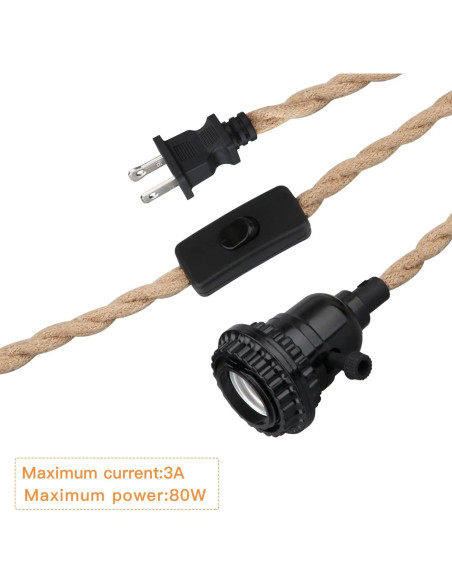 Kit de Luz Colgante 5m Zevnico E26 con Interruptor y Ganchos Kit de Luz Colgante 5m Zevnico E26 con Interruptor y Ganchos