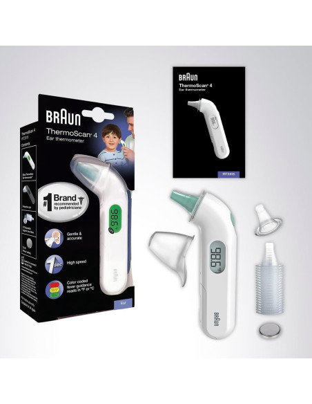 Termómetro Digital de Oído Braun ThermoScan 4 - Precisión Rápida y Codificada por Color Termómetro Digital de Oído Braun ThermoScan 4 - Precisión Rápida y Codificada por Color