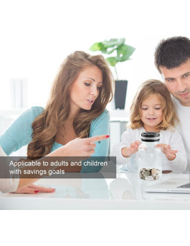 Contador de Monedas Digital QPEY 1.8L con Pantalla LCD Plata