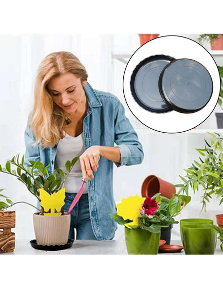 Bandejas de plástico para plantas OFiSEXPT 13 piezas redondas gris Bandejas de plástico para plantas OFiSEXPT 13 piezas redondas gris