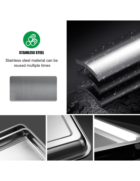 Paquete de 5 bandejas grandes de acero inoxidable RooTrimmer Paquete de 5 bandejas grandes de acero inoxidable RooTrimmer