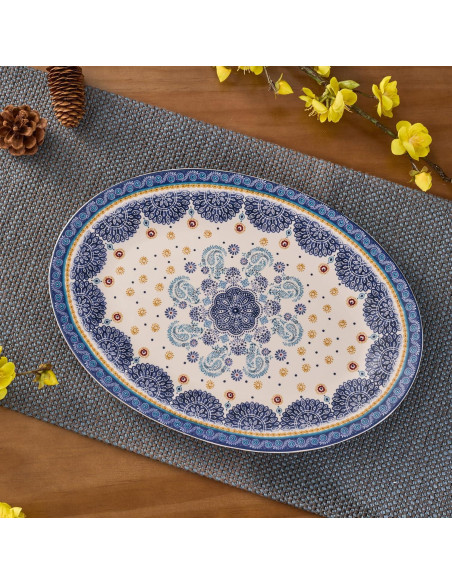 Set de 2 Bandejas Ovaladas Bico Azul Talavera 40.6 cm y 35.6 cm Set de 2 Bandejas Ovaladas Bico Azul Talavera 40.6 cm y 35.6 cm