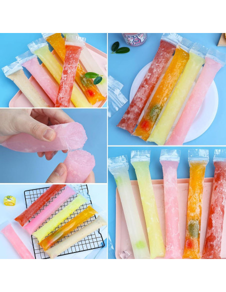100 Bolsas de Helado Desechables FEBSNOW con Embudo 22x4.5cm 100 Bolsas de Helado Desechables FEBSNOW con Embudo 22x4.5cm