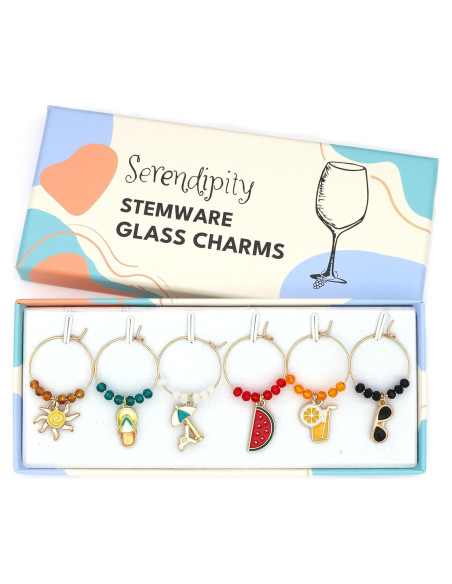 Set de 6 Encantos para Copas de Vino de Verano - Serendipity Set de 6 Encantos para Copas de Vino de Verano - Serendipity
