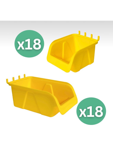 Kit de Almacenamiento WallPeg 36 Contenedores Amarillos