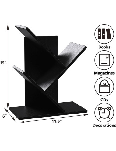 Estante de Libros R RUISHENG 3 Niveles Negro MDF 10 kg
