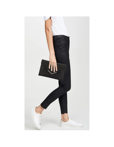 Bolso de mano sobre DEXMAY de cuero Saffiano negro mediano