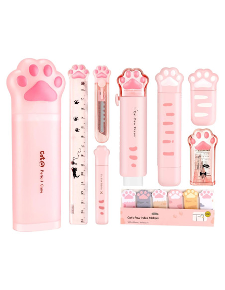 Conjunto de Papelería Kawaii PANDENNER Rosa - 10 Piezas Conjunto de Papelería Kawaii PANDENNER Rosa - 10 Piezas