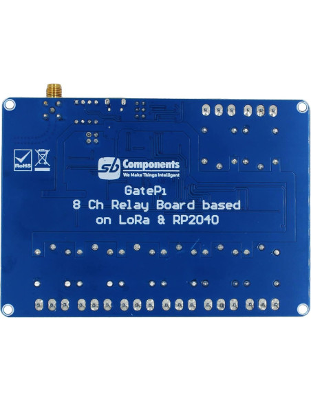 Placa de Relé LoRa 8 Canales GatePi 915MHz - Control Remoto Placa de Relé LoRa 8 Canales GatePi 915MHz - Control Remoto