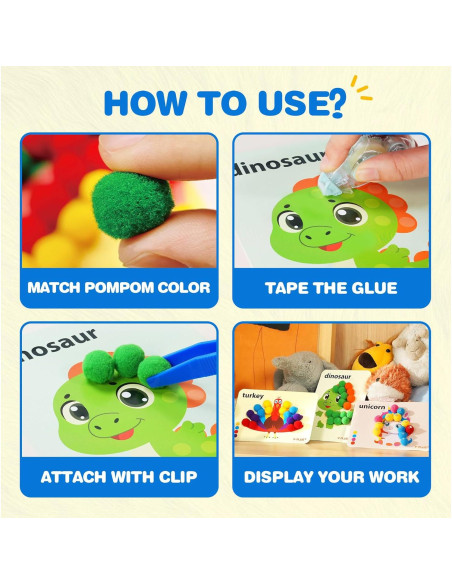 Kits de Manualidades YPLUS con Pompones - Arte para Niños 3+ Kits de Manualidades YPLUS con Pompones - Arte para Niños 3+