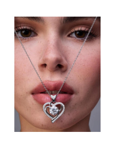 Collar Colgante de Moissanita Corazón Plata Esterlina 925 1CT 2
