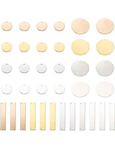 40 Piezas Etiquetas de Latón para Estampado Pandahall - Redondas y Rectangulares