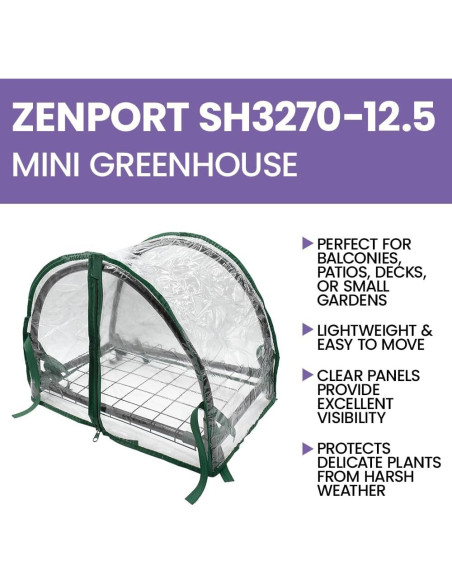 Invernadero Mini Zenport SH3270-12.5 con Estante Elevado Invernadero Mini Zenport SH3270-12.5 con Estante Elevado