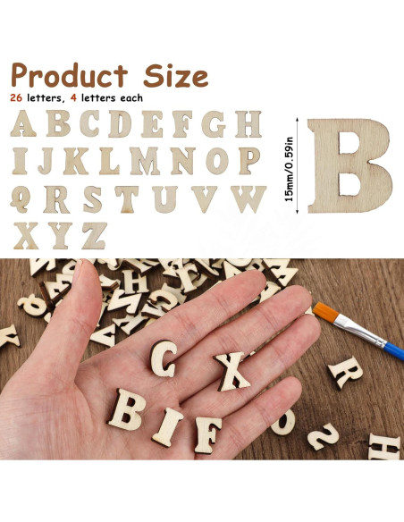 204 Piezas Letras y Números de Madera sin Terminar 15mm 204 Piezas Letras y Números de Madera sin Terminar 15mm