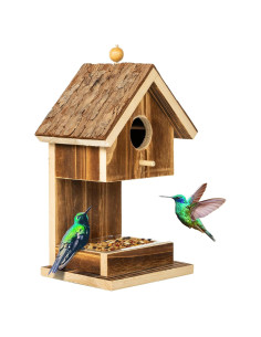 Casa de Aves de Madera Natural Karlliu 20.96 cm para Colibríes