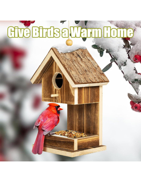Casa de Aves de Madera Natural Karlliu 20.96 cm para Colibríes Casa de Aves de Madera Natural Karlliu 20.96 cm para Colibríes