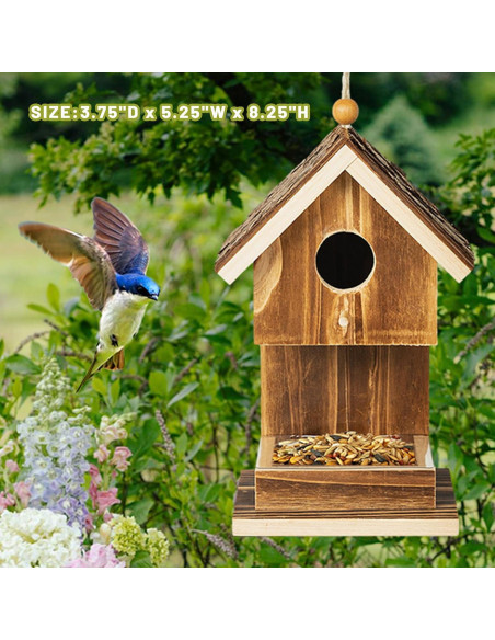 Casa de Aves de Madera Natural Karlliu 20.96 cm para Colibríes Casa de Aves de Madera Natural Karlliu 20.96 cm para Colibríes