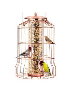 Comedero para Aves Colgante Gray Bunny Rosa Dorado 4 Puertos