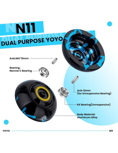 Yoyo Profesional MAGICYOYO N11 Doble Modo Metal Negro Azul