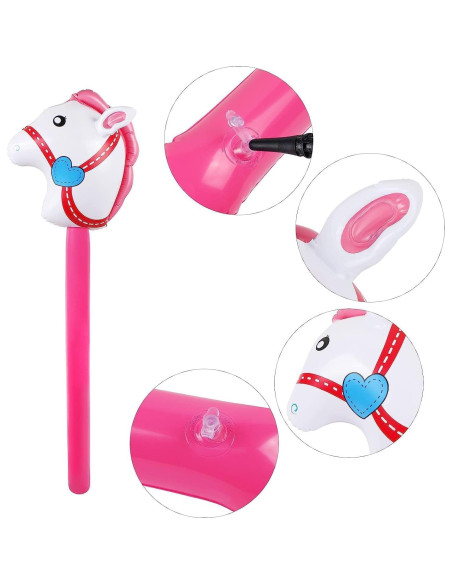 4 Palos Inflables de Caballo Rosa con Bomba TOSAMZOO 94 cm 4 Palos Inflables de Caballo Rosa con Bomba TOSAMZOO 94 cm