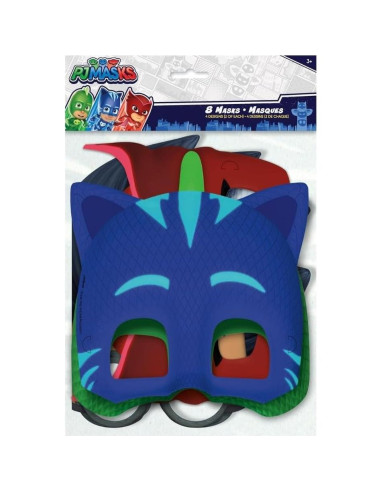 Máscaras de Fiesta PJ Masks - 8 Colores Asortidos - Unisex