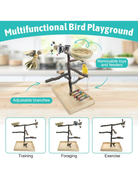 Parque de Aves Apatal de Madera Natural 39.9x35.1 cm Parque de Aves Apatal de Madera Natural 39.9x35.1 cm