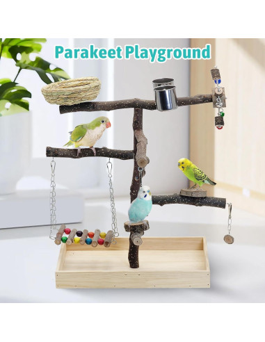 Parque de Aves Apatal de Madera Natural 39.9x35.1 cm