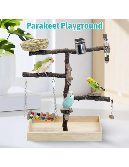 Parque de Aves Apatal de Madera Natural 39.9x35.1 cm Parque de Aves Apatal de Madera Natural 39.9x35.1 cm