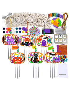 Kit de Manualidades de Halloween Winlyn - 24 Adornos de Calabaza de Madera