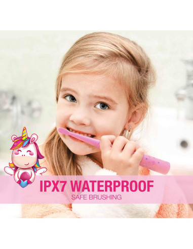 Cepillo de dientes eléctrico Vekkia Sonic para niños Rosa, 3 modos