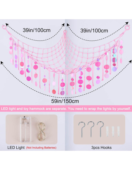 Organizador de Juguetes FIOBEE con Luz LED Rosa Claro 100x150cm Organizador de Juguetes FIOBEE con Luz LED Rosa Claro 100x150cm