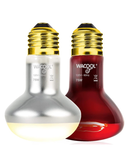 WACOOL 2Pack Lámpara de Calor 75W para Reptiles UVA WACOOL 2Pack Lámpara de Calor 75W para Reptiles UVA