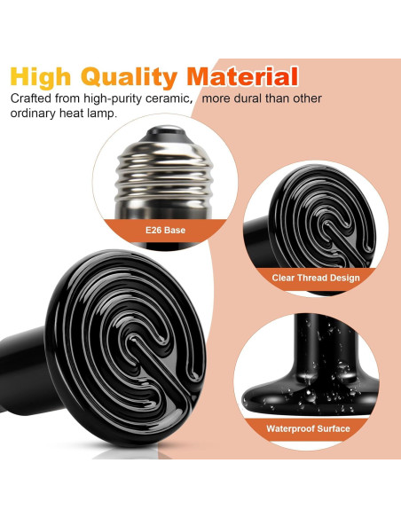 MIXJOY Lámpara de Calor para Reptiles 150W Cerámica 2Pack MIXJOY Lámpara de Calor para Reptiles 150W Cerámica 2Pack
