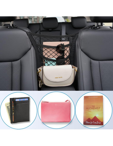 Organizador de Malla para Auto VEHIRIE 3 Capas Negro 30x27 cm