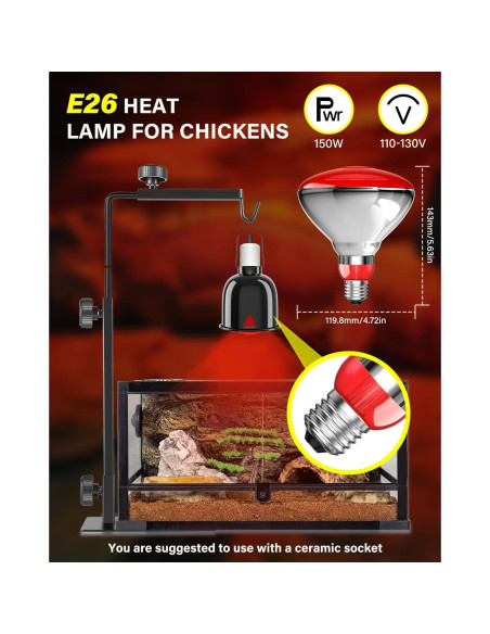 Bombilla de Calor Infrarroja TobeBright 150W para Aves y Mascotas Bombilla de Calor Infrarroja TobeBright 150W para Aves y Mascotas