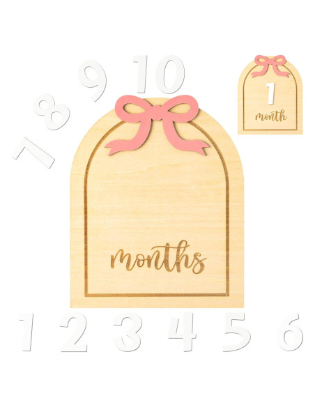 Tarjetas de Hito Mensuales para Bebés R CABALLO Lazo Rosa 3D Tarjetas de Hito Mensuales para Bebés R CABALLO Lazo Rosa 3D