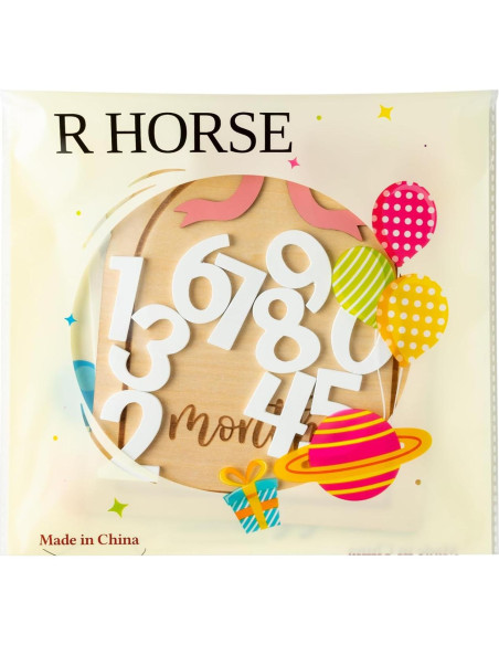 Tarjetas de Hito Mensuales para Bebés R CABALLO Lazo Rosa 3D Tarjetas de Hito Mensuales para Bebés R CABALLO Lazo Rosa 3D