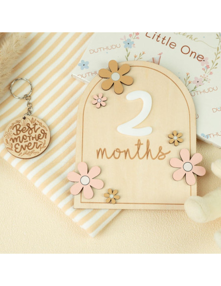 Carteles Mensuales de Hitos para Bebés DUTHUDU - Madera Neutra Carteles Mensuales de Hitos para Bebés DUTHUDU - Madera Neutra