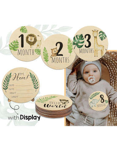 Tarjetas de Hitos Mensuales de Madera EnjoyMyDesign Safari