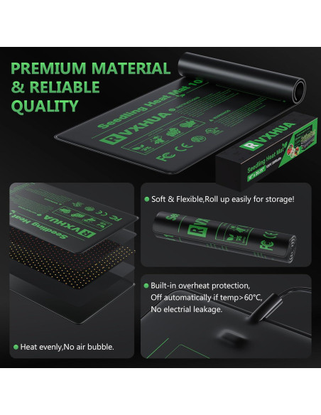 Almohadilla Térmica RVXHUA 10" x 20.75" para Germinación de Semillas Almohadilla Térmica RVXHUA 10" x 20.75" para Germinación de Semillas