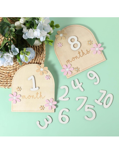 Tarjetas de Hitos Mensuales para Bebés Beeveer - Madera Bohemia