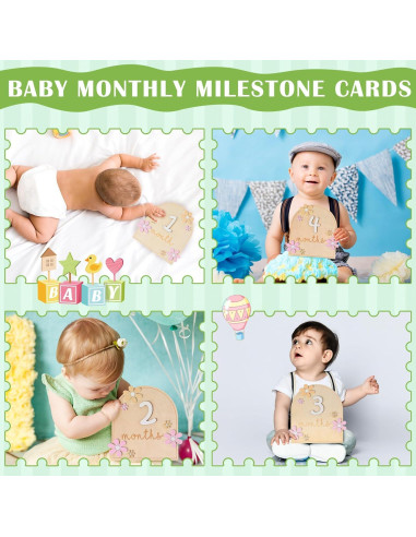 Tarjetas de Hitos Mensuales para Bebés Beeveer - Madera Bohemia