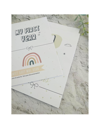 Set de 12 Tarjetas de Hitos del Primer Año del Bebé - Studio Mist Design - Colores Pastel