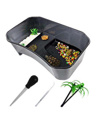 Tanque para Tortugas PINVNBY 40x23x13 cm, Plástico Seguro y Duradero