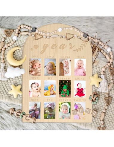 Marco de Fotos de Madera Hongpar para Primer Año Bebé