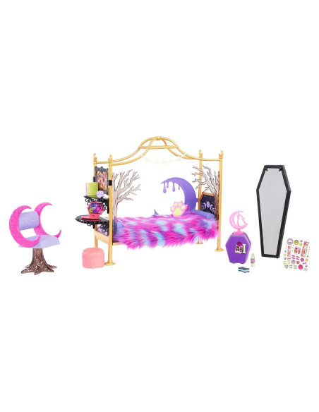 Juego de dormitorio Clawdeen Wolf Monster High con muebles y accesorios Juego de dormitorio Clawdeen Wolf Monster High con muebles y accesorios