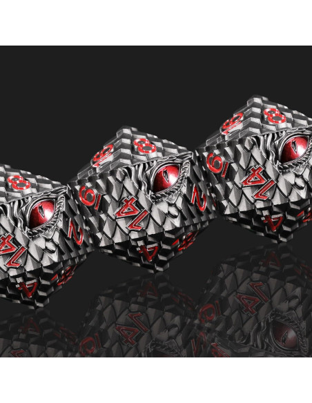 Juego de Dados D20 D&D de Metal Handan - Escamas Negras 35mm Juego de Dados D20 D&D de Metal Handan - Escamas Negras 35mm