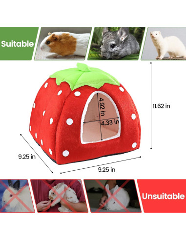 Cama para Cobaya Mygeromon Estilo Fresa Lavable 24.89x24.89cm