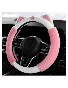 Funda de Volante de Coche DXNQ Peluche 14.5-15" Rosa Claro