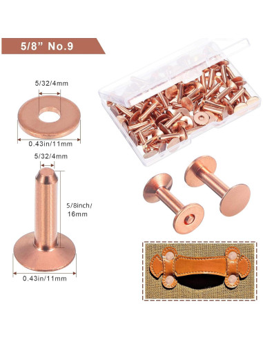 Remaches de Cobre Ripeng 16 mm y Arandelas Burrs 200 Pcs